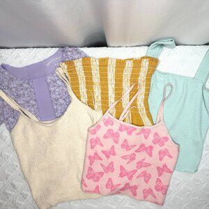 Lot of 5 Camisoles Halters Soft Fairy Coquette Festival, Size Small Paper Crane